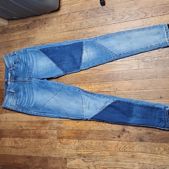 Stay In Line Patchwork Denim Stretch Jeans Large - Picture 2 of 8